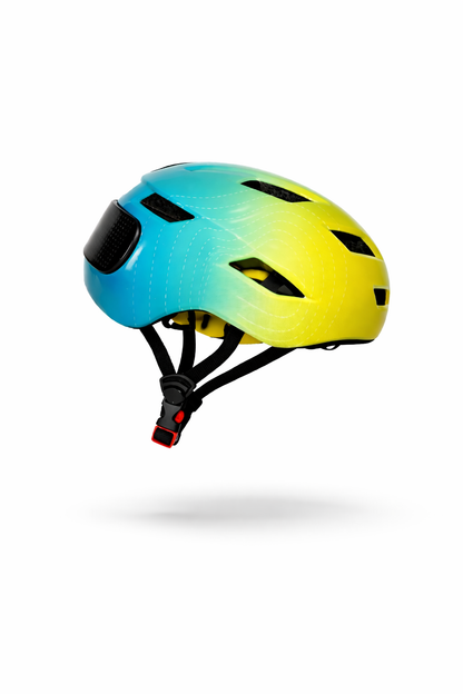 Grøn cykelhjelm med lys