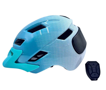 Blå cykelhjelm med lys