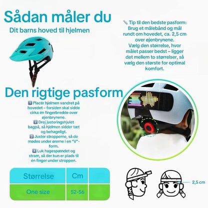 Blå cykelhjelm med lys