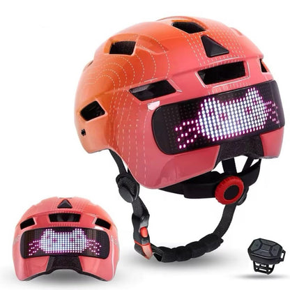 Orange cykelhjelm med lys