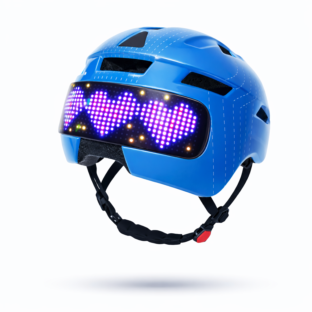 Pink cykelhjelm med lys
