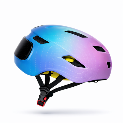 Pink cykelhjelm med lys