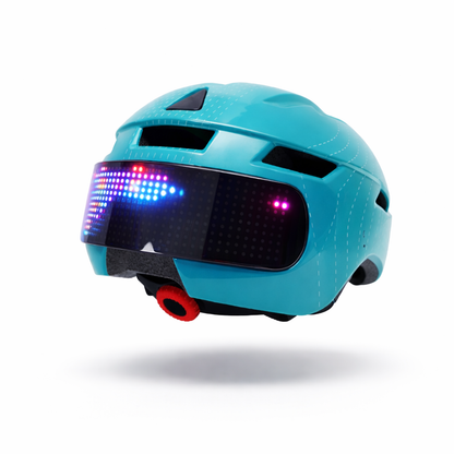 Grøn cykelhjelm med lys