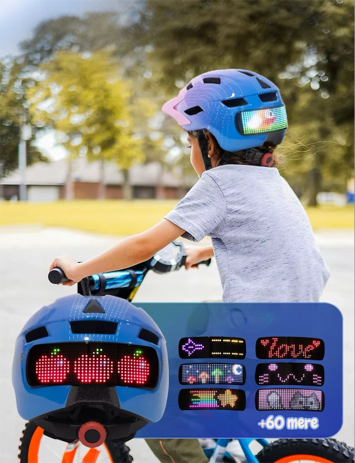 Pink cykelhjelm med lys