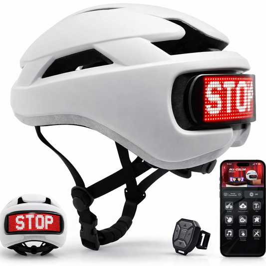 Hvid cykelhjelm med lys