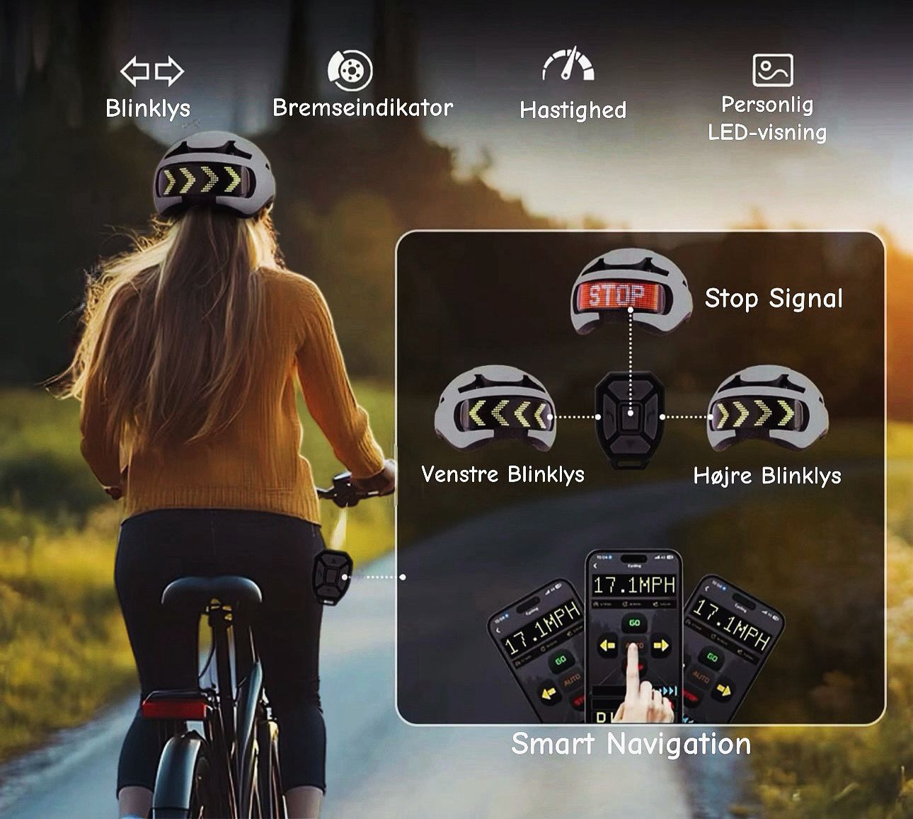 Hjelm med LED skærm