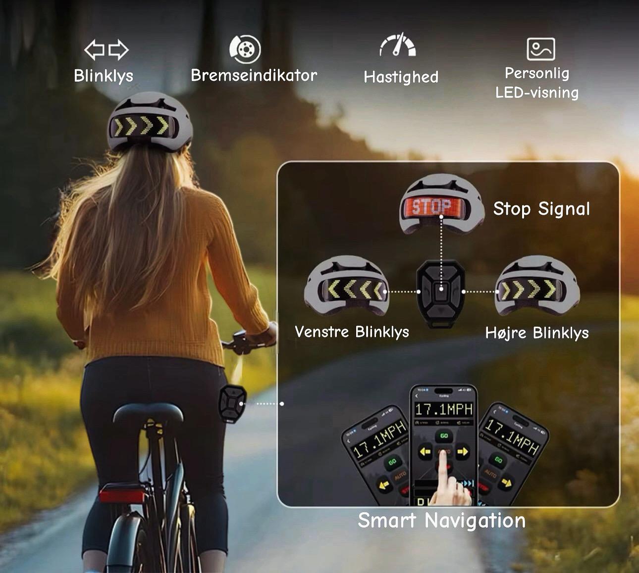 Hvid cykelhjelm med lys