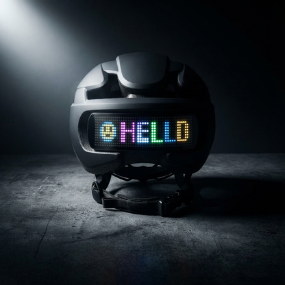 Sort cykelhjelm med lys