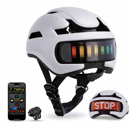 Hvid cykelhjelm med lys