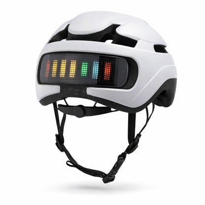 Hvid cykelhjelm med lys
