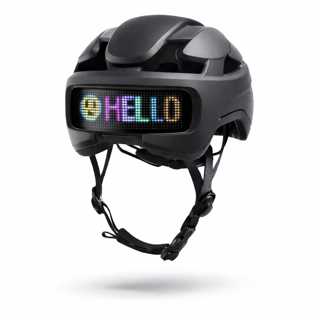 Sort cykelhjelm med lys