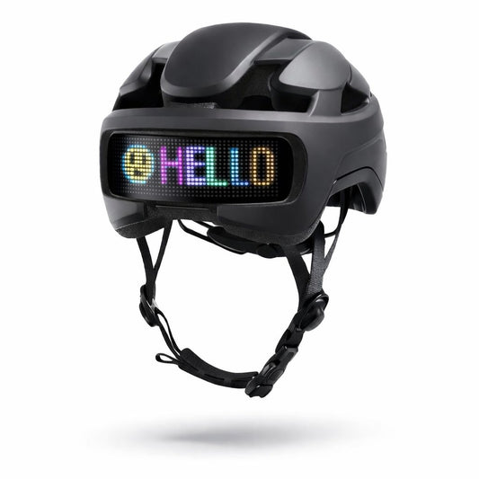 Sort cykelhjelm med lys