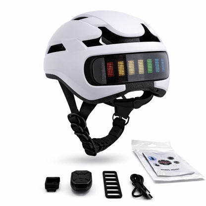 Hvid cykelhjelm med lys