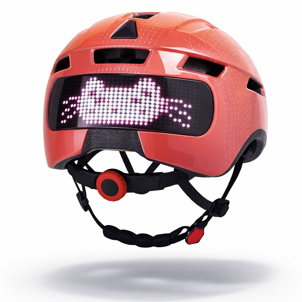 Orange cykelhjelm med lys