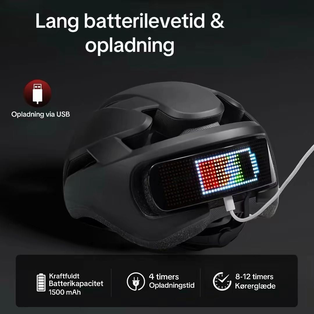 en cykelhjelm med lys og fjernbetjening